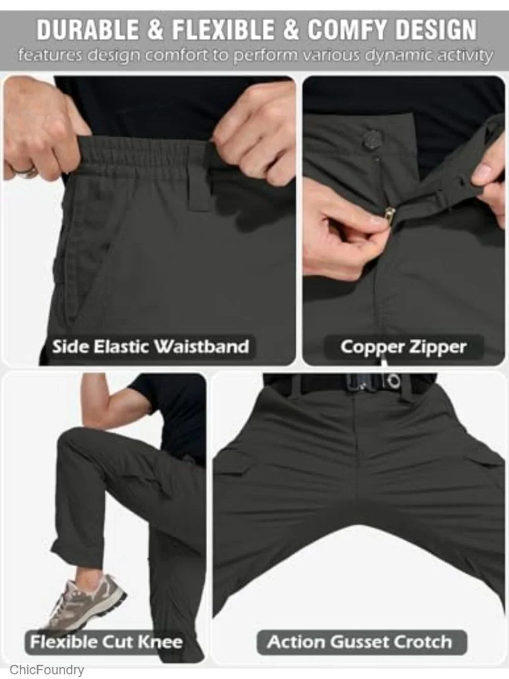 Flex Ripstop Tactical Cargo Pants Water Resistant Hiking EDC Stretch Work Pants